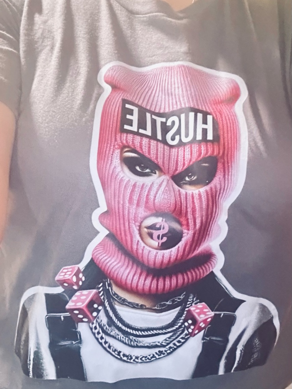 Pink Knit Balaclava Graphic Tee - Picture 3 of 3